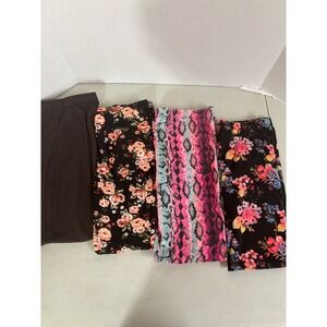 Lot‎ of 4 Womens Leggings Floral Snake Print Brown Pink Blue XL